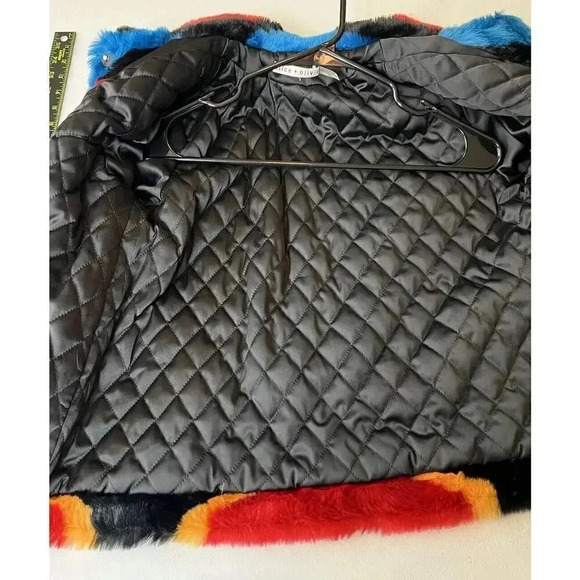 Alice + Olivia Jerri Color Block Faux Fur Coat Jacket Womens Size S Mobwife - Picture 8 of 11